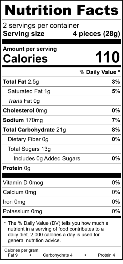 6Oz Huckleberry Taffy RecipeFormula Nutrition Labels