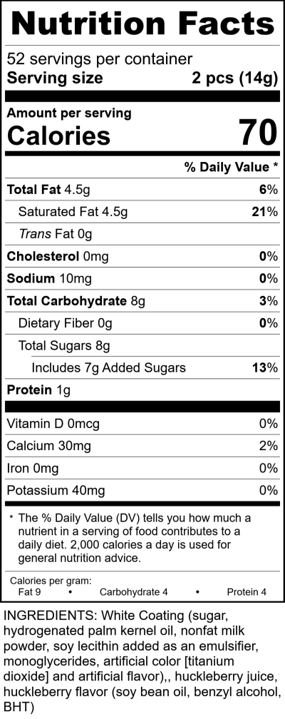 Huckleberry Bite Tub RecipeFormula Nutrition Labels