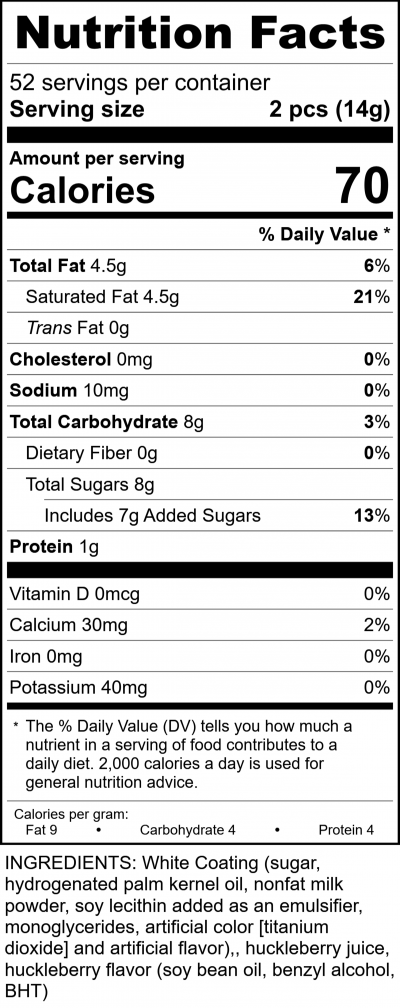 Huckleberry Bite Tub RecipeFormula Nutrition Labels