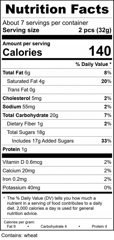 W2617 – 8Oz Soft Center Selection RecipeFormula Nutrition Labels W2617 - 8Oz Soft Center Selection RecipeFormula Nutrition Labels