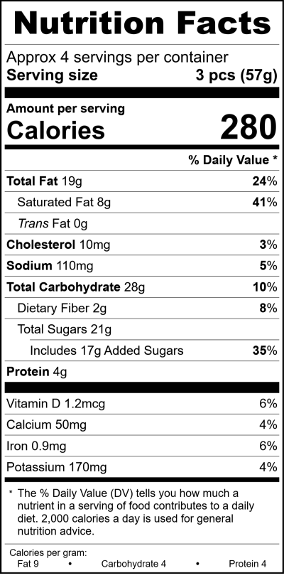 W2617o - 8Oz Nut & Chew RecipeFormula Nutrition Labels