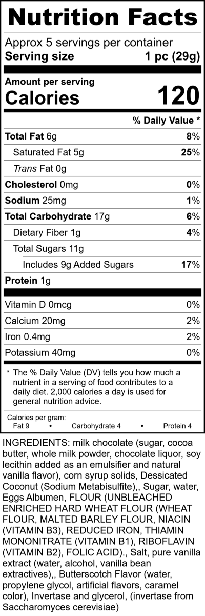 W2619m - Milk Chocolate Murphy Tote RecipeFormula Nutrition Labels