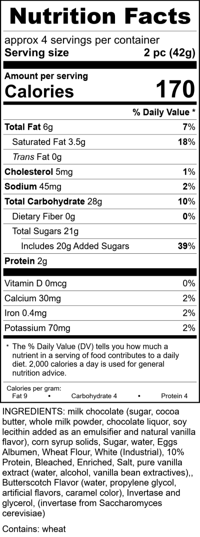 W2619w - Vanilla Whip Tote RecipeFormula Nutrition Labels