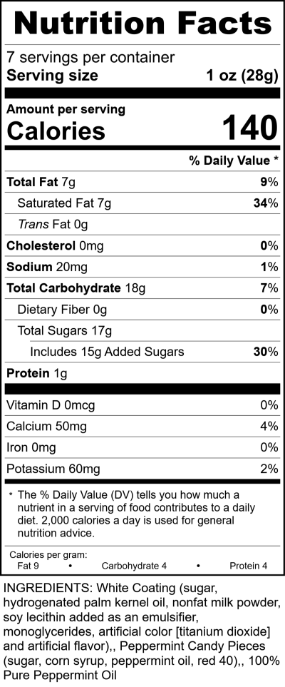 W2620 - Peppermint Crunch Tote RecipeFormula Nutrition Labels